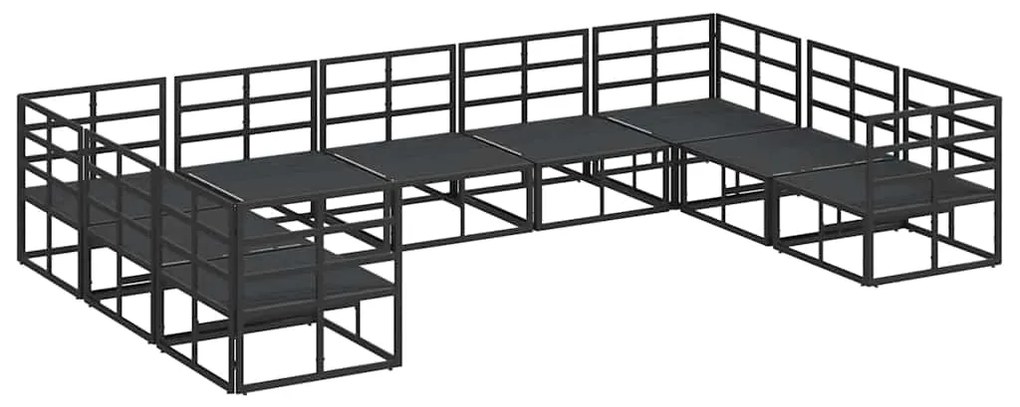 vidaXL Σετ Καναπέ Κήπου με μαξιλάρι 9 pcs Μαύρο Αλουμίνιο