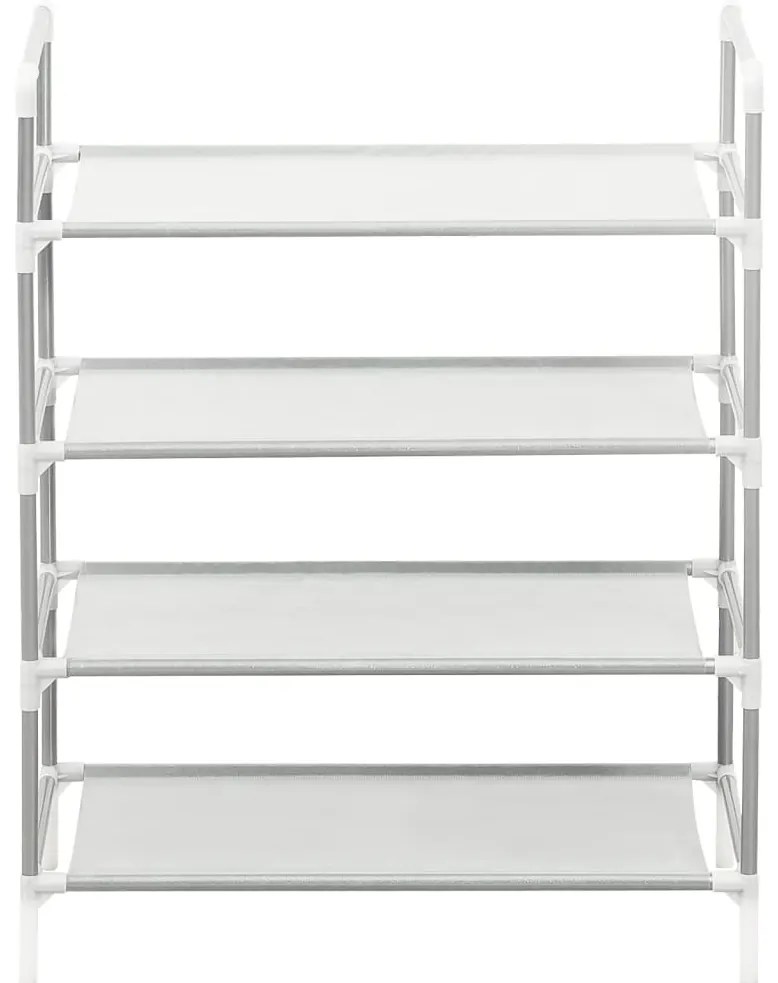 vidaXL Παπουτσοθήκη με 4 Ράφια Ασημί από Μέταλλο και Ύφασμα Non Woven