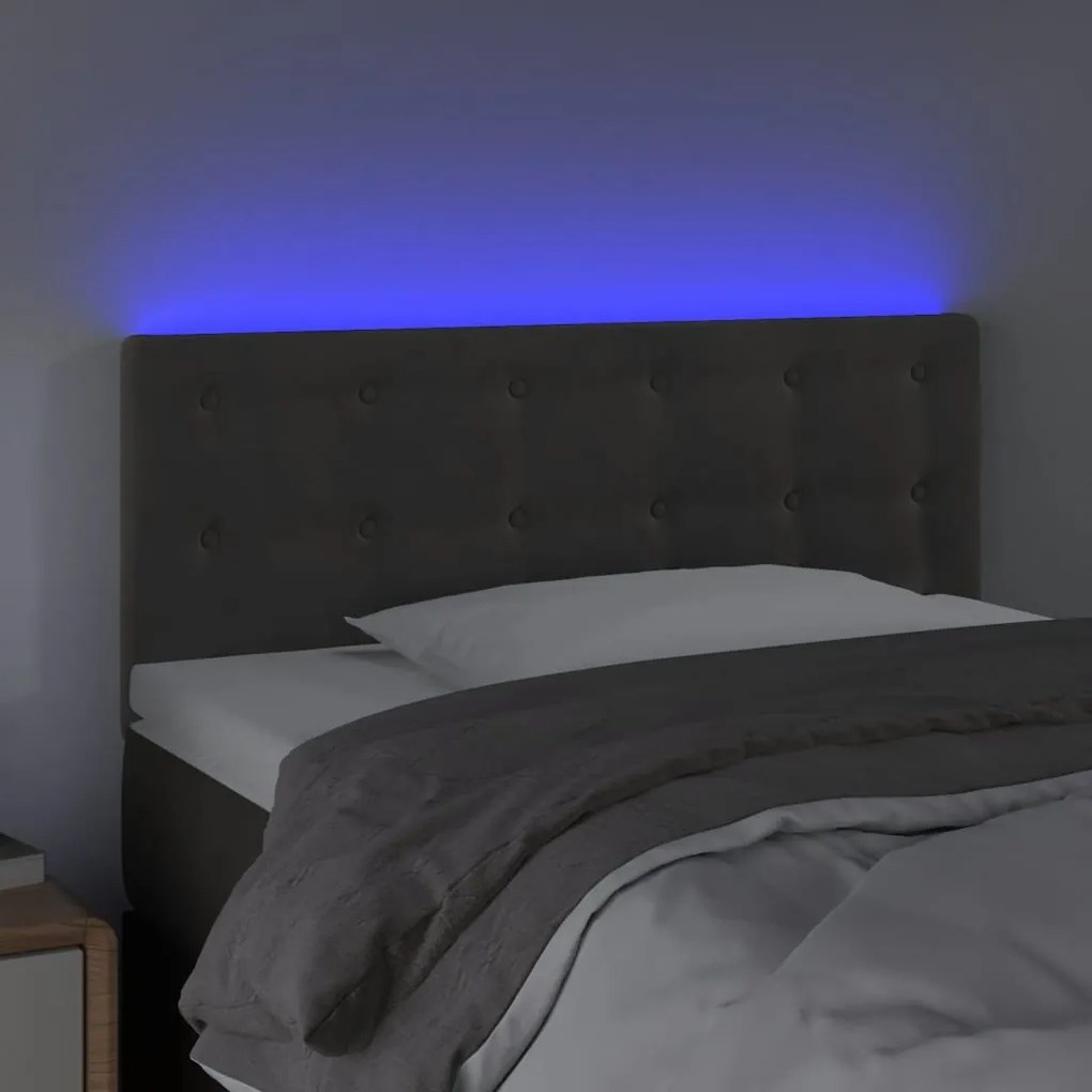 Κεφαλάρι Κρεβατιού LED Σκούρο Γκρι 100x5x78/88 εκ. Βελούδινο 3122089