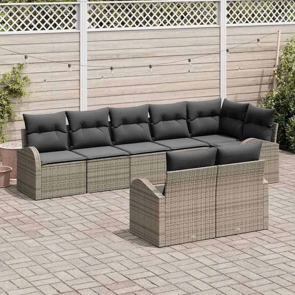 vidaXL Σετ Καναπέ Κήπου 8 pcs 289 x 124 x 85 εκ. Πολυ ράταν