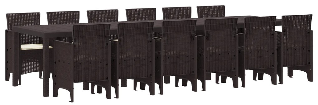 vidaXL Σετ Τραπεζαρίας Κήπου 13 pcs Καφέ Μεγάλο Ρατάν