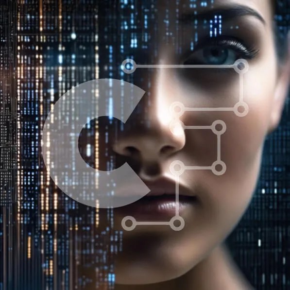 Intra Συλλεκτικό Ξύλινο Παζλ Plywood 4mm - Binary Code Woman Face - Ψηφιακή τεχνολογία και AI Σε Ξύλινο Κουτί - Διαστάσεις Puzzle: 10x10 cm – 25 κομμάτια