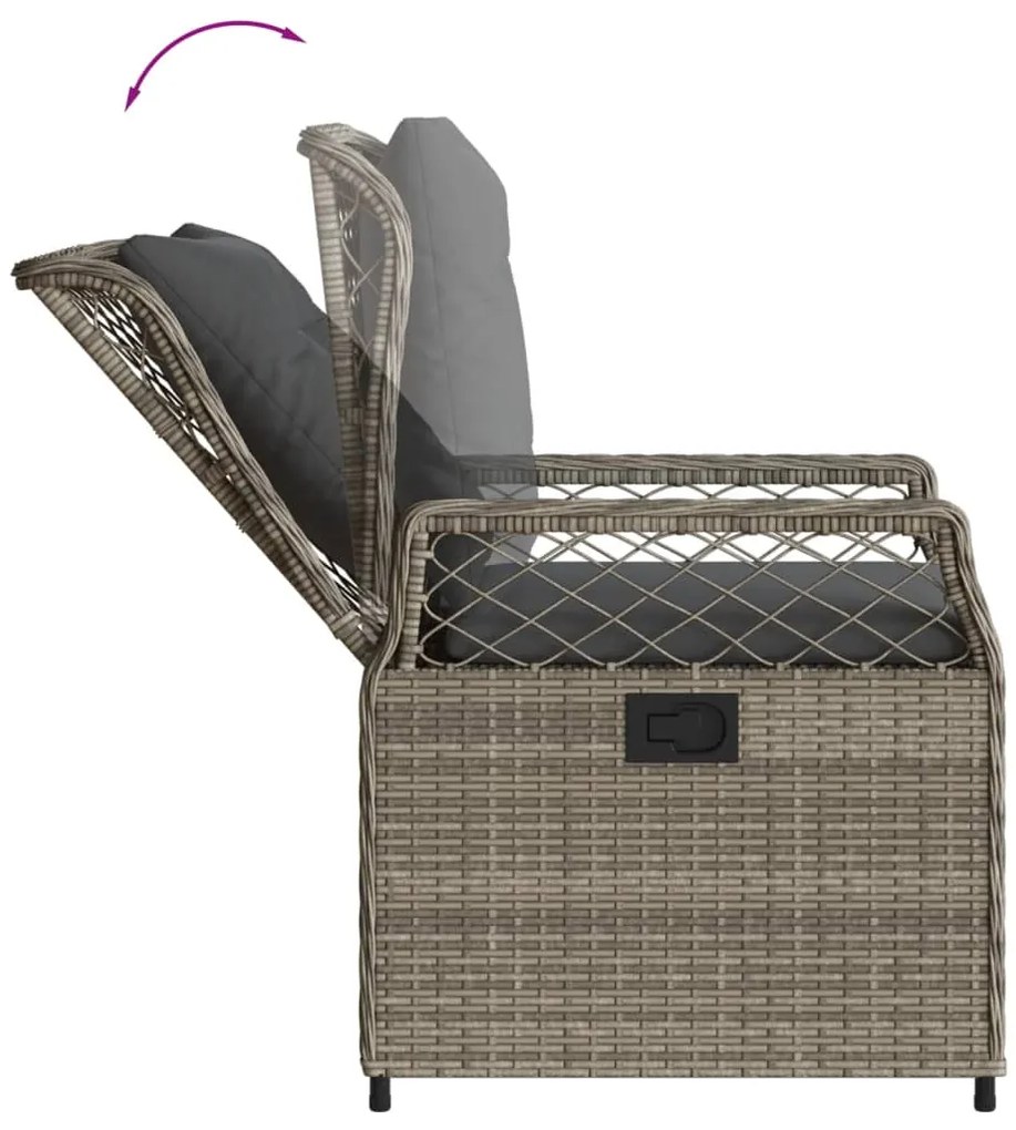 vidaXL Σετ Τραπεζαρίας Κήπου 5 τεμ. Γκρι Συνθ. Ρατάν με Μαξιλάρια