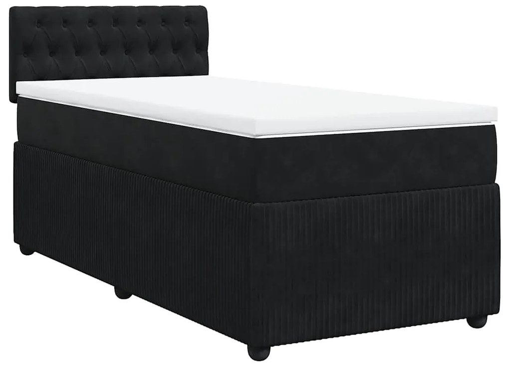 vidaXL Κρεβάτι Boxspring με Στρώμα Μαύρο 100x200 εκ. Βελούδινο