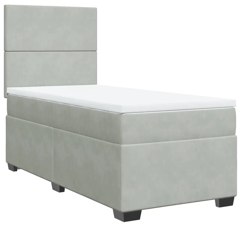 ΚΡΕΒΑΤΙ BOXSPRING ΜΕ ΣΤΡΩΜΑ ΑΝΟΙΧΤΟ ΓΚΡΙ 90X190 ΕΚ. ΒΕΛΟΥΔΙΝΟ 3293080