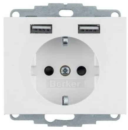 Πρίζα Σούκο με 2xUSB Λευκό Berker K.1 48037009 Hager 48037009 Λευκό