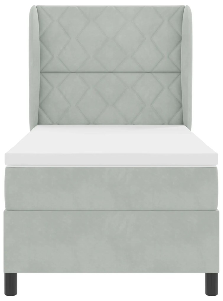 vidaXL Κρεβάτι με Στρώμα Light Grey 90x200 cm Βελούδο