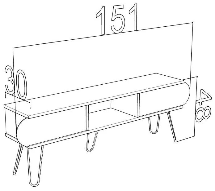 Έπιπλο Τηλεόρασης Elmira Maxi Fylliana Δρύς - Λευκό 151x30x48 εκ. 151x30x48 εκ.