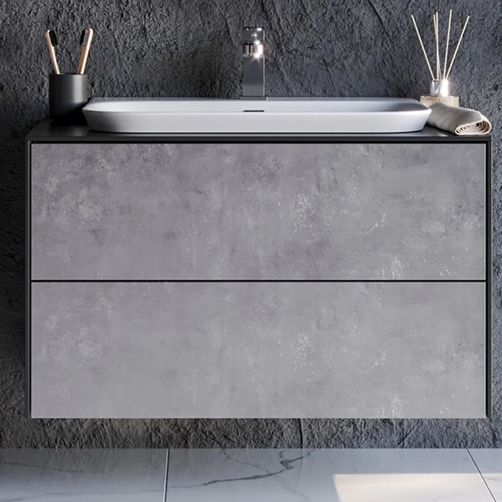 Έπιπλο Μπάνιου Πάγκος Με Νιπτήρα Rodos 85 S3BROD085SB 85x50x51cm Silver-White Κεραμικό,Mdf