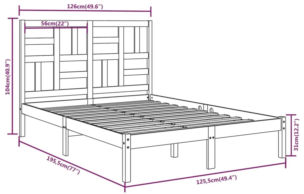 ΠΛΑΙΣΙΟ ΚΡΕΒΑΤΙΟΥ ΜΑΥΡΟ 120X190 ΕΚ. ΜΑΣΙΦ ΞΥΛΟ 4FT SMALL DOUBLE 3105924