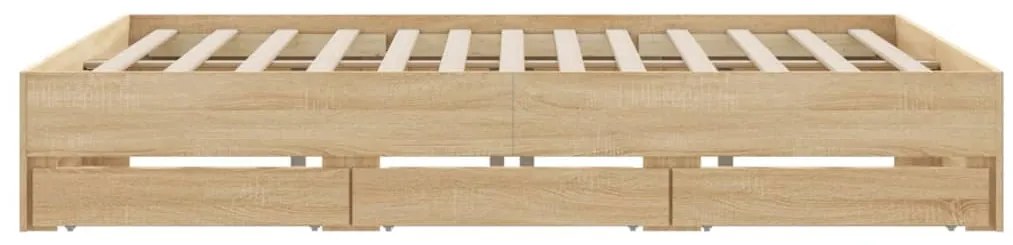 vidaXL Πλαίσιο Κρεβατιού με συρτάρια Sonoma Δρυς 160x200εκ. Επεξ. Ξύλο