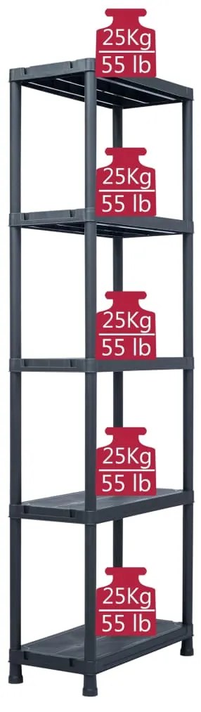 Ραφιέρες 2 τεμ. Μαύρες 125 κ. 60 x 30 x 180 εκ. Πλαστικές 276257