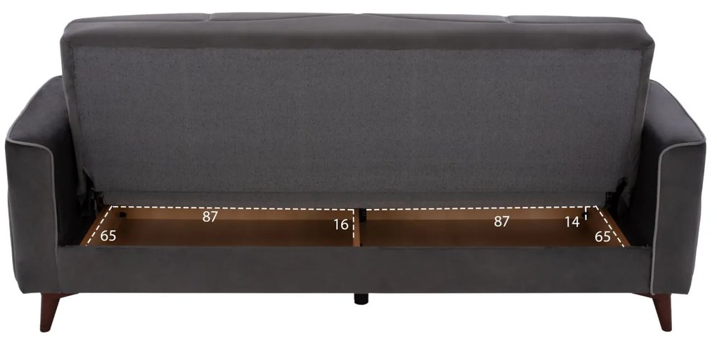 Καναπές - Κρεβάτι Portman 3θέσιος Γκρί - Μπλέ 228x86x90Υ εκ. 228x86x90 εκ.