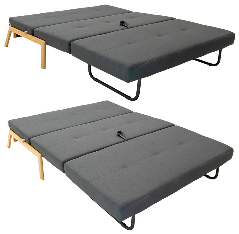 Καναπές 2θέσιος - κρεβάτι Fancy pakoworld με ύφασμα ανθρακί 150x92x77εκ - Ύφασμα - 024-000010