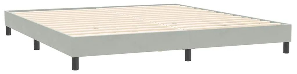 Box Spring κρεβάτι με στρώματα ανοιχτό γκρι 200x210cm Βελούδινο - Γκρι