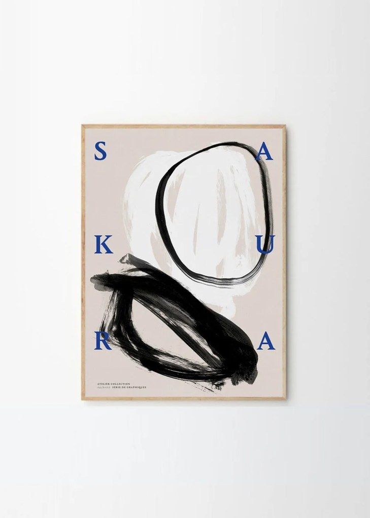 Πόστερ, Sakura, Julia Hallström Hjort, (70x100)cm, Μπλέ/Μάυρο/Εκρού, Sustainable Paper, THE POSTER CLUB