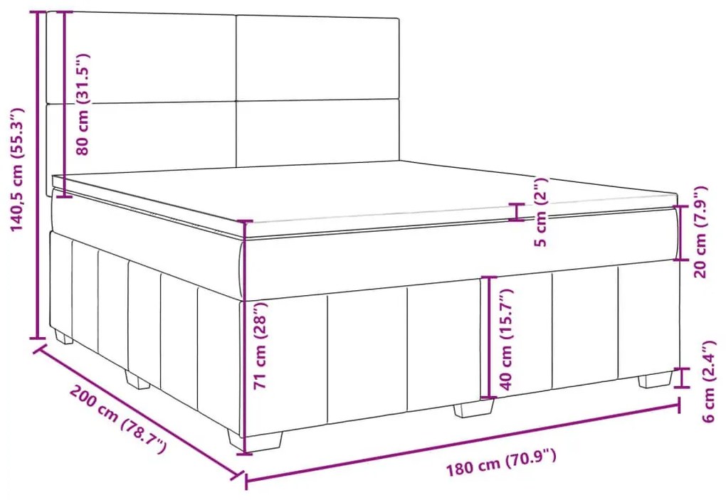 Κρεβάτι Boxspring με Στρώμα Taupe 180x200 εκ. Υφασμάτινο - Μπεζ-Γκρι