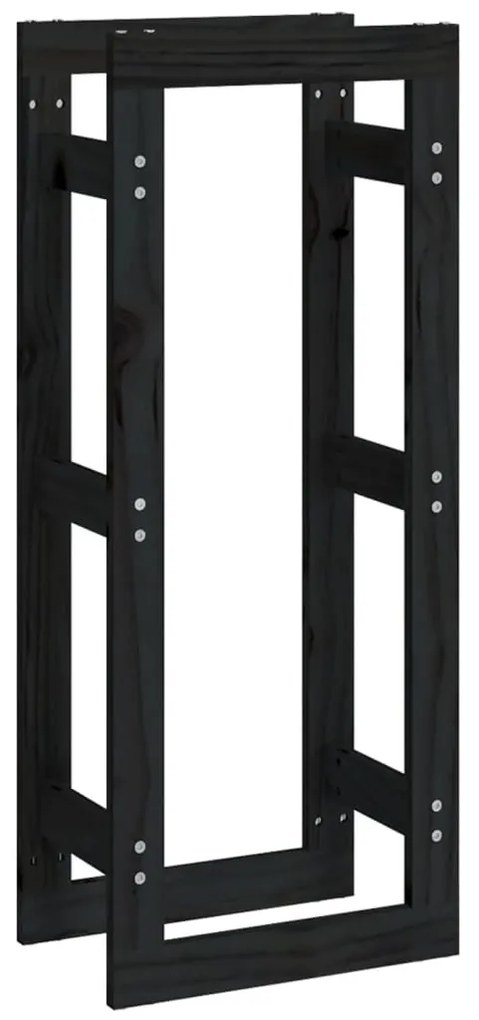 vidaXL Ραφιέρα Καυσόξυλων Μαύρη 41x25x100 εκ. από Μασίφ Ξύλο Πεύκου