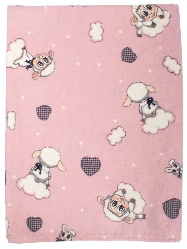 Πάνα Βρεφική Φανελένια Προβατάκι 05 Pink DimCol 80x80cm 100% Cotton