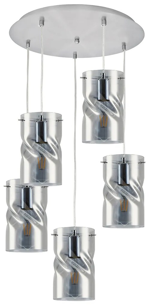 Φωτιστικό Οροφής  KQ S0616-5 TWIST SMOKEY PENDANT GLASS+ - 77-8184 - 51W - 100W - 77-8184