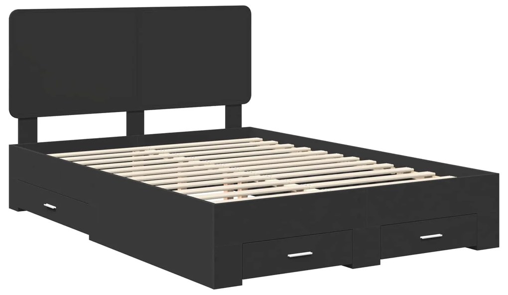 vidaXL Σκελετός Κρεβατιού Μαύρο 150 x 200 cm Επεξεργασμένο ξύλο
