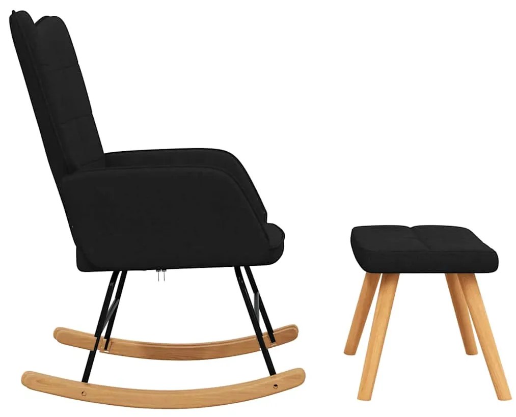 vidaXL Πολυθρόνα Κουνιστή Μαύρο Υφασμάτινη με Σκαμπό