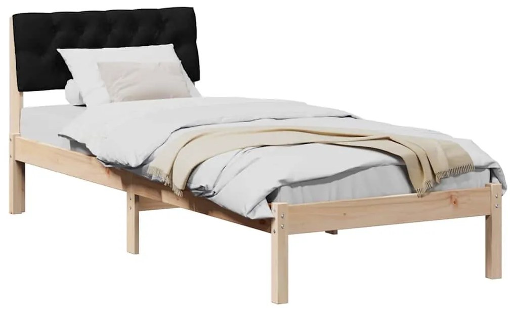 vidaXL Σκελετός Κρεβατιού Καφέ και μαύρο 75 x 190 cm Μασίφ ξύλο πεύκου