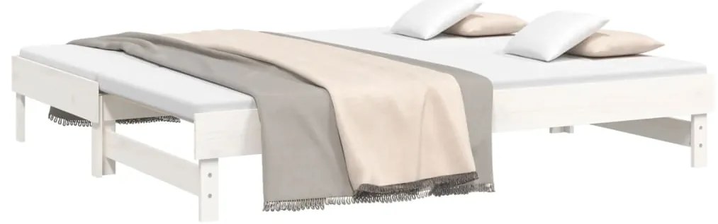 vidaXL Καναπές Κρεβάτι Συρόμενος Λευκός 2x(90x200) εκ. Μασίφ Πεύκο