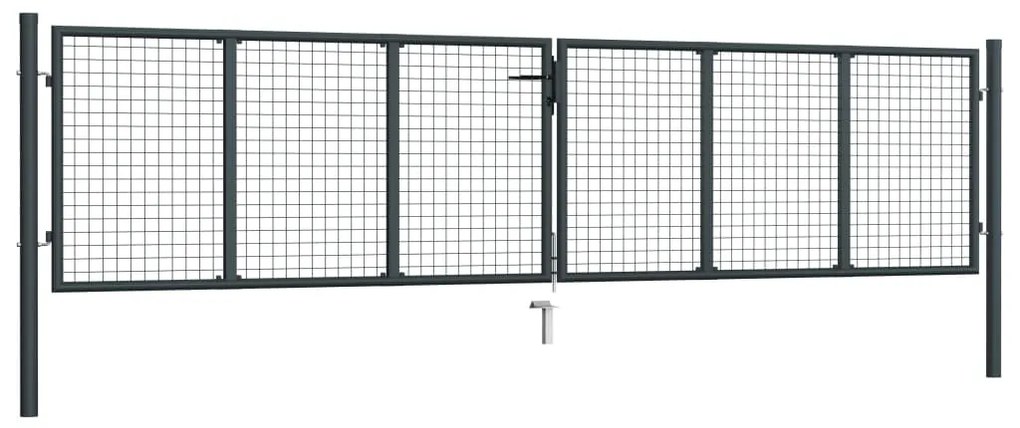 vidaXL Πόρτα Κήπου με Πλέγμα Γκρι 400x75 εκ. από Γαλβανισμένο Ατσάλι