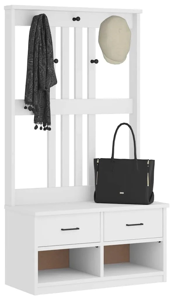 vidaXL Δέντρο χωλ SANDNES Λευκό 87x40x159,5 εκ. Πεύκο μασίφ ξύλο