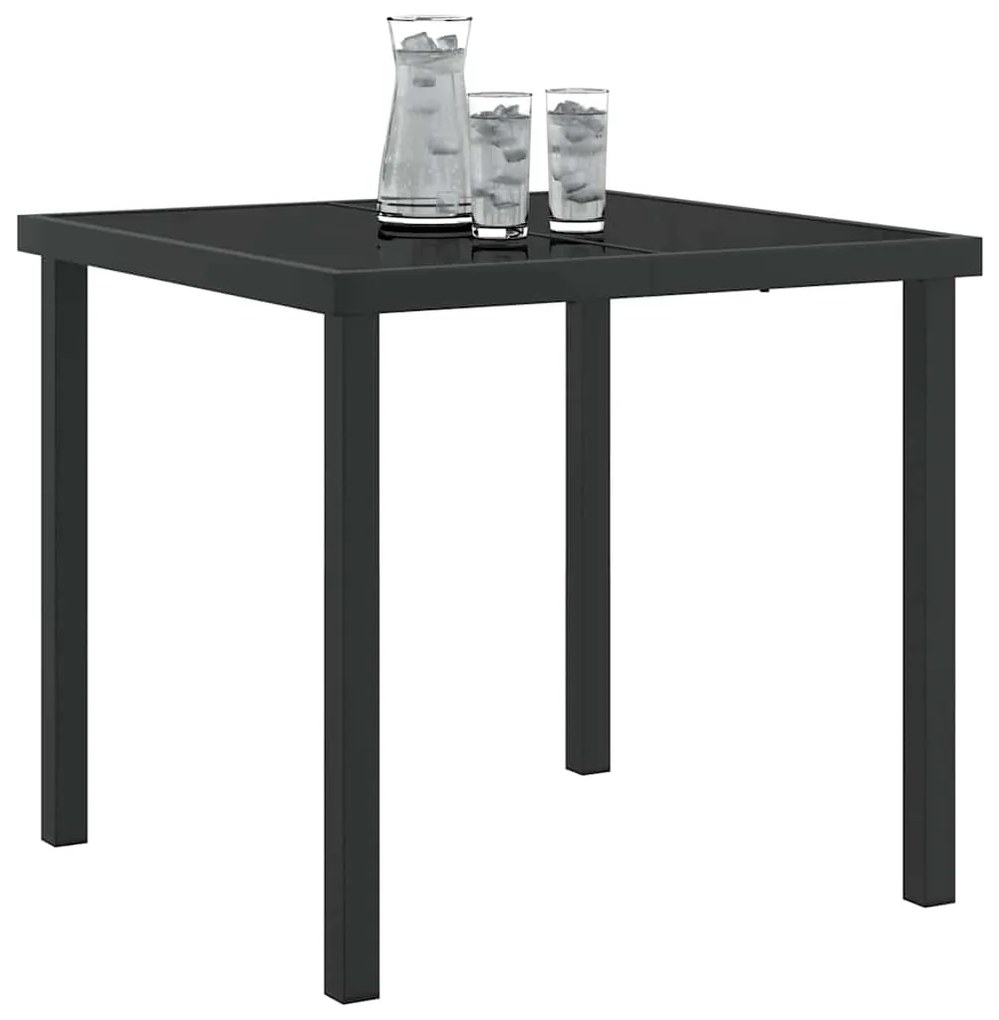 vidaXL Τραπέζι Κήπου Μαύρο 80 x 80 x 73 εκ Μέταλλο