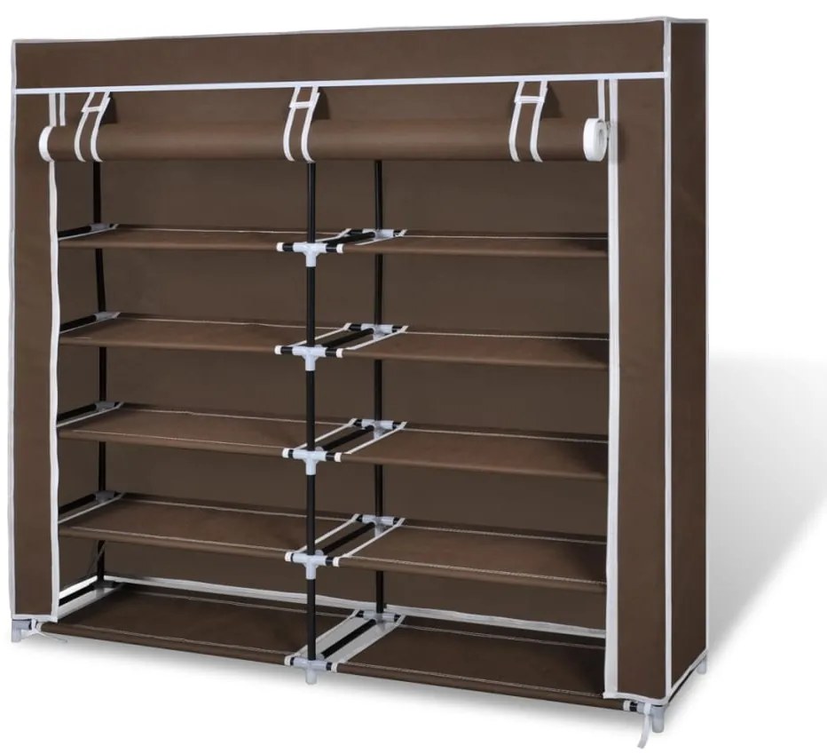 Παπουτσοθήκη με Κάλυμμα Καφέ 115 x 28 x 110 εκ. Υφασμάτινη