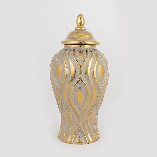 ΒΑΖΟ ΚΕΡΑΜΙΚΟ ΑΣΗΜΙ - ΧΡΥΣΟ 17.3x17.3x36.8cm