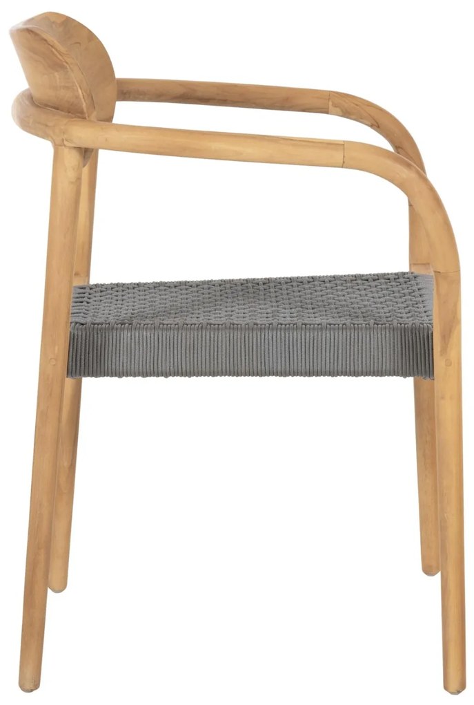 Πολυθρόνα OSLO Ξύλο Teak Φυσικό και Γκρί Σχοινί 55x54x80Yεκ. 55x54x80 εκ.