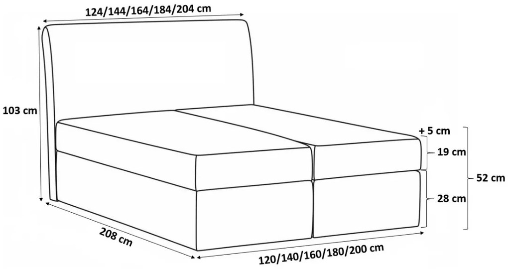 Επενδυμένο κρεβάτι Sergio -Menta-200 x 200