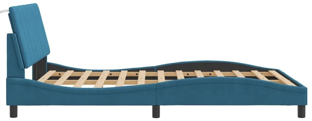 vidaXL Πλαίσιο Κρεβατιού Χωρίς Στρώμα Hanko Μπλε 140x200 εκ. Βελούδινο