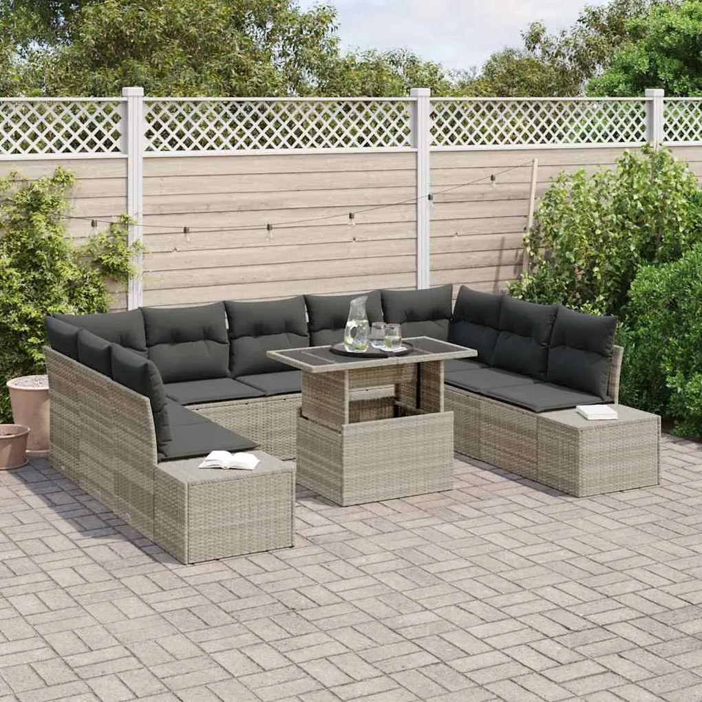vidaXL Σετ Καναπέ Κήπου 10 pcs Ανοιχτό γκρι 100 x 55 x 73 εκ.