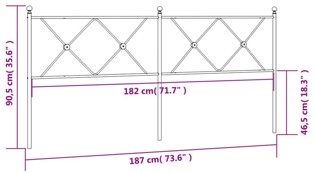 vidaXL Κεφαλάρι Λευκό 180 εκ. Μεταλλικό