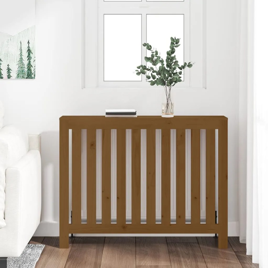 vidaXL Κάλυμμα Καλοριφέρ Καφέ μελί108,5x19x84εκ. από Μασίφ Ξύλο Πεύκου