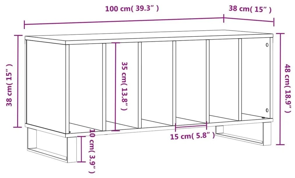 Έπιπλο Δίσκων Μαύρο 100 x 38 x 48 εκ. από Επεξεργασμένο Ξύλο - Μαύρο