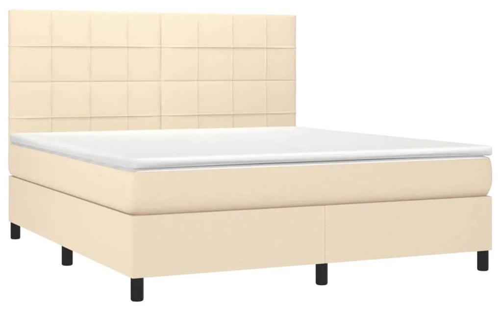 vidaXL Κρεβάτι Boxspring με Στρώμα Κρεμ 180x200 εκ. Υφασμάτινο