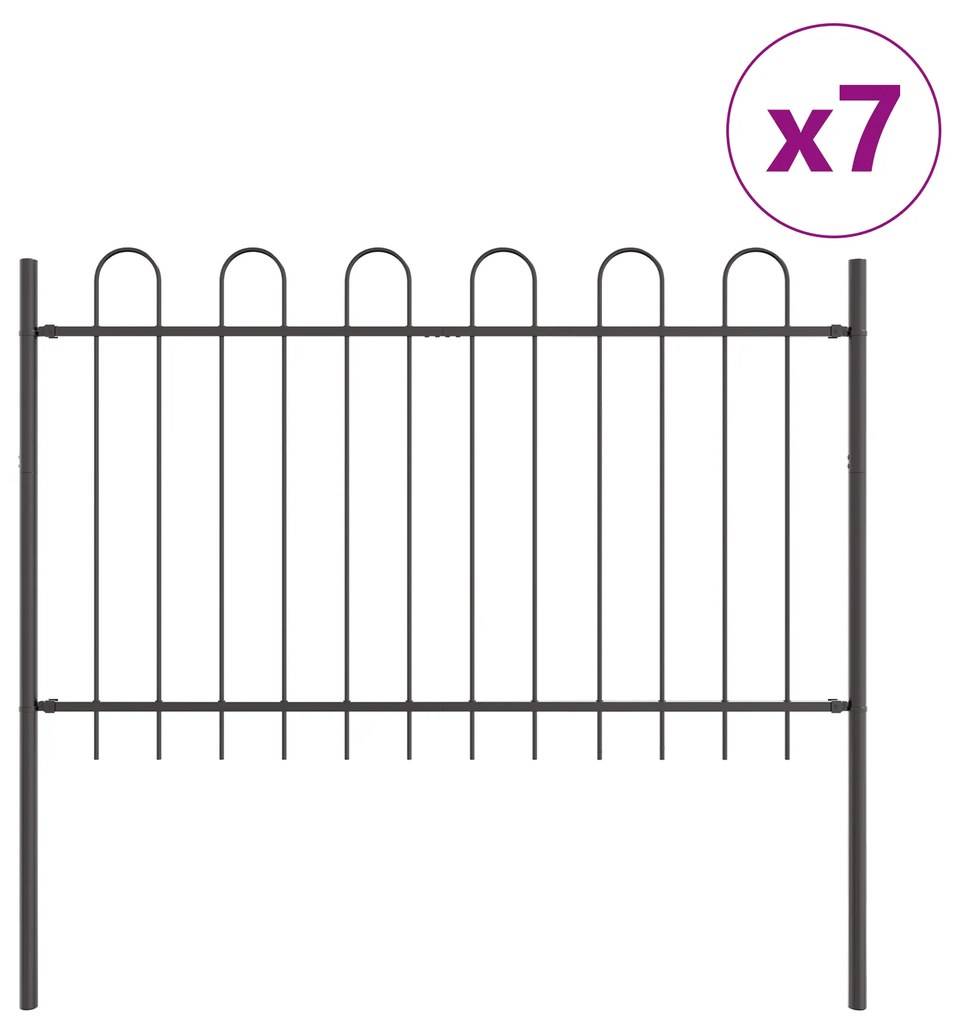 vidaXL Φράχτης Κήπου με Καμπυλωτή Κορυφή Γκρι 11,9x1 μ Χάλυβας