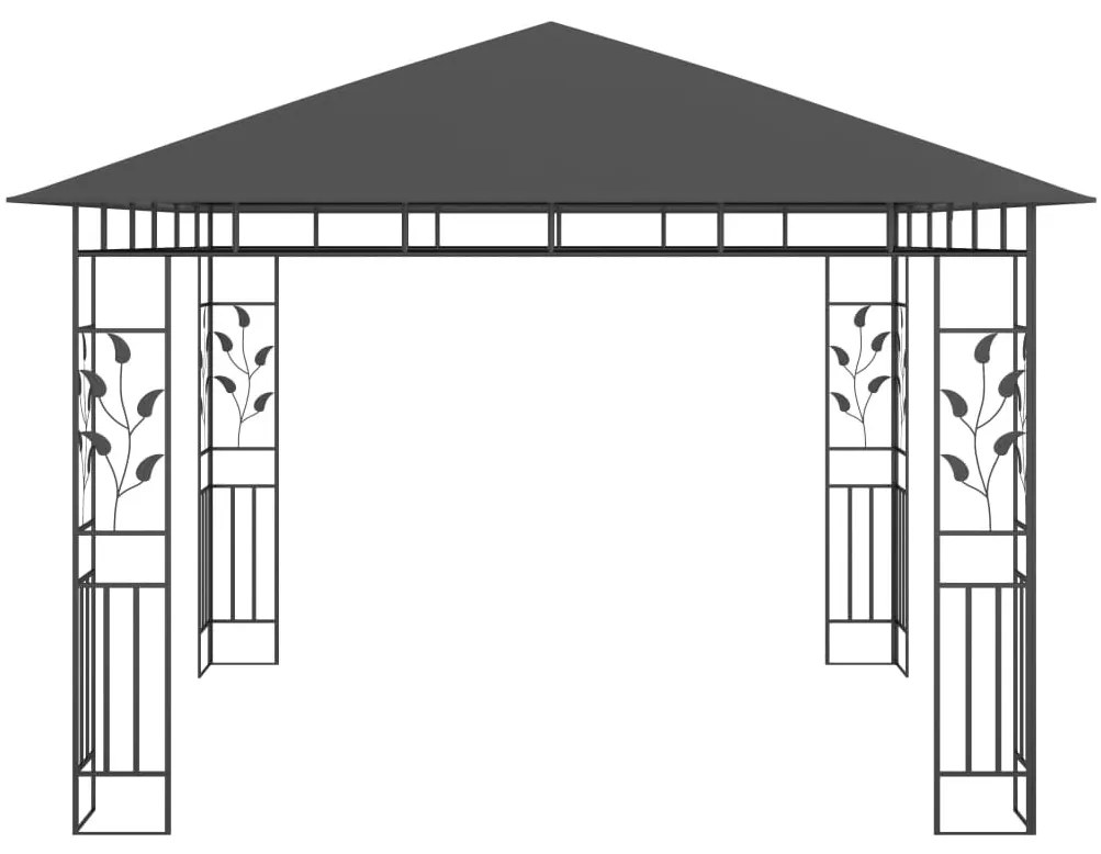 vidaXL Κιόσκι με Σήτα και Φωτάκια LED Ανθρακί 3 x 3 x 2,73 μ.