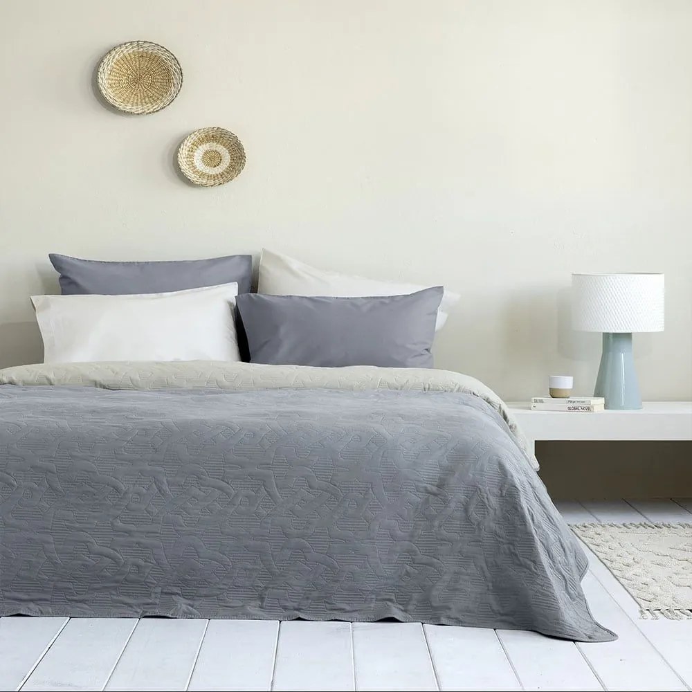 Κουβερλί Avana Oat Beige-Medium Grey Nima Υπέρδιπλο 220x240cm Microfiber