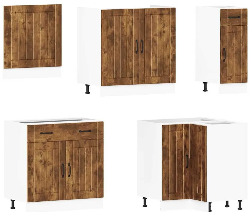 vidaXL Σετ Ντουλάπια Κουζίνας 11 τεμ. Lucca Καπνιστή Δρυς Επεξ. Ξύλο