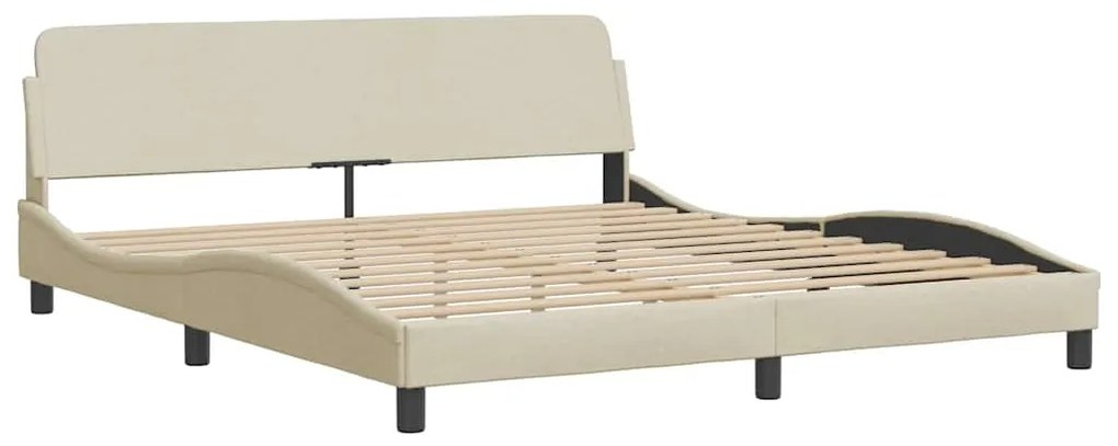 vidaXL Πλαίσιο κρεβατιού με LED χωρίς στρώμα Κρέμα 180x200 cm Ύφασμα