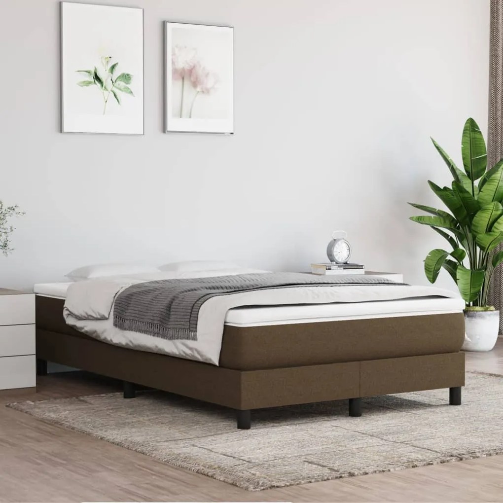 vidaXL Κρεβάτι Boxspring με Στρώμα Σκούρο Καφέ 120x200 εκ. Υφασμάτινο