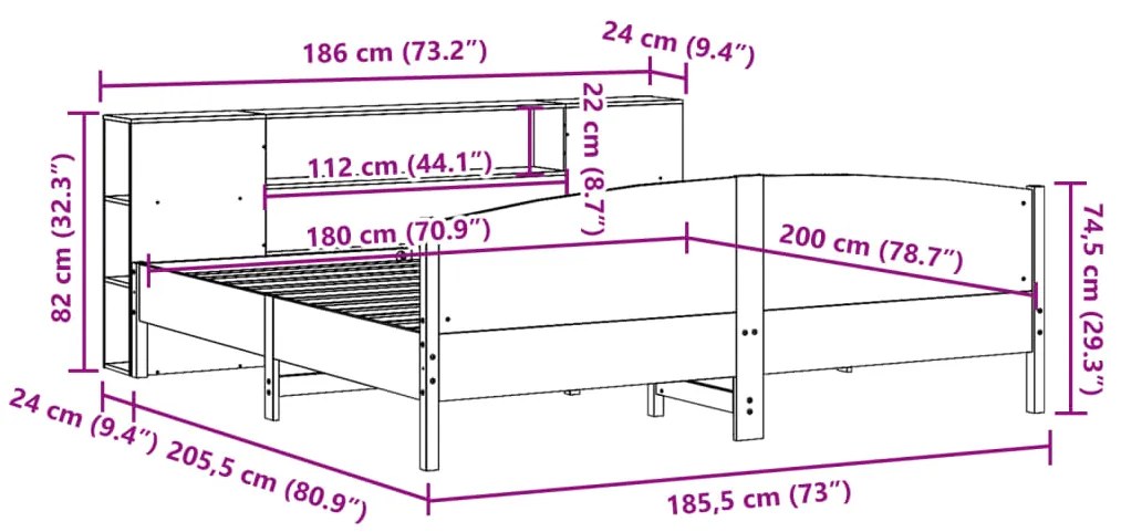 ΚΡΕΒΑΤΙ ΒΙΒΛΙΟΘΗΚΗ ΧΩΡΙΣ ΣΤΡΩΜΑ 180X200 ΕΚ ΜΑΣΙΦ ΞΥΛΟ ΠΕΥΚΟΥ 3323058