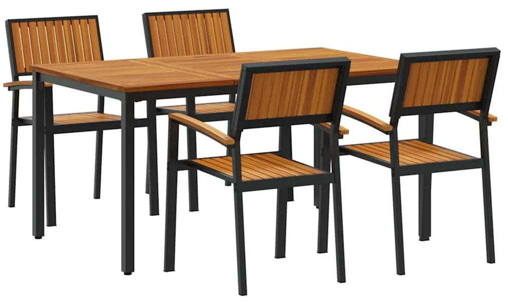 vidaXL Σέτ φαγητού για κήπο 5 pcs Μαύρο Στερεό Ξύλο Ακακίας