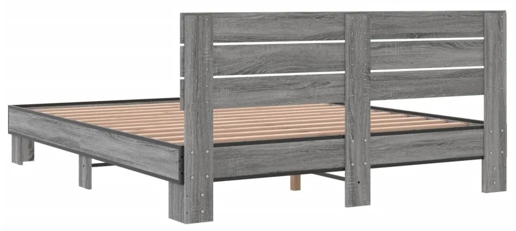 vidaXL Πλαίσιο Κρεβατιού Γκρι Sonoma 150x200 εκ. Επεξ. Ξύλο &amp; Μέταλλο
